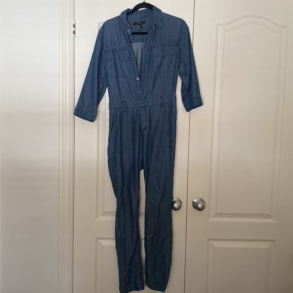 Blue denim style jumpsuit
